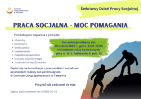 Plakat konsultacji w Centrum Usług Społecznych